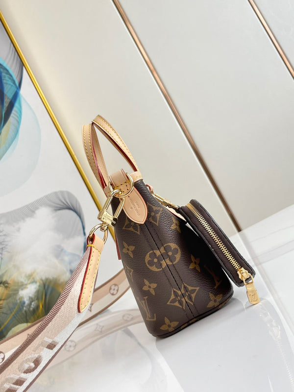 NEVERFULL BB 24 TELA MONOGRAM MARRONE E RIFINITURE IN PELLE, FERRAMENTA ORO