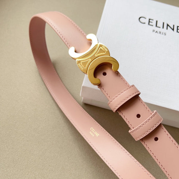 CINTURA TRIOMPHE CL MEDIA DA 25 MM IN PELLE ROSA PESCA CON FERRAMENTA ORO