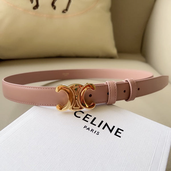 CINTURA TRIOMPHE CL MEDIA DA 25 MM IN PELLE ROSA PESCA CON FERRAMENTA ORO