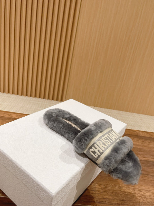 CD Dway Slide Grey Fleece Lining And Canvas Fabric