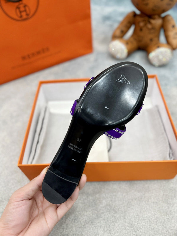 0ran 45 sandal purple black suede goatskin