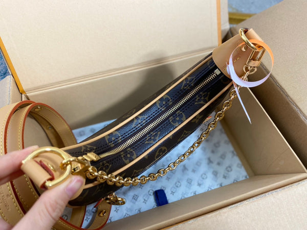 LOOP 23 IN TELA MONOGRAM MARRONE E RIFINITURE IN PELLE