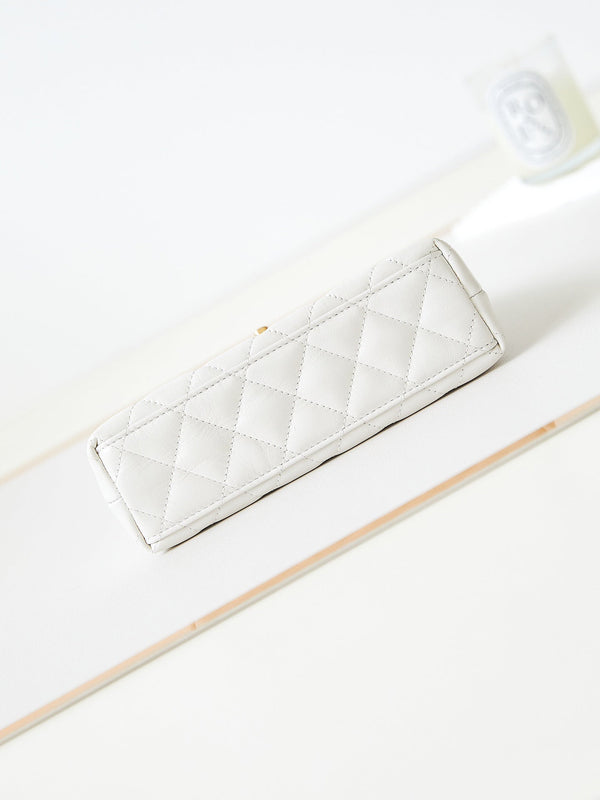 cc 24a nano 19cm kelly shopper bag white lambskin