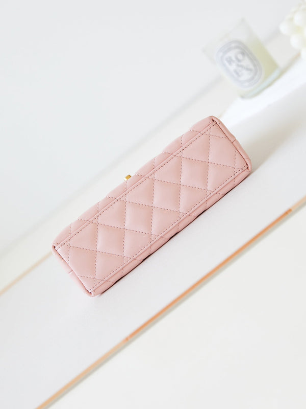 cc 24a nano 19cm kelly shopper bag light pink lambskin