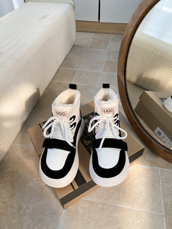 UGG Tasman-inspired Platform Boots Black White Suede 512831