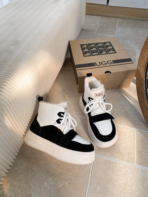 UGG Tasman-inspired Platform Boots Black White Suede 512831