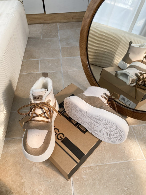 UGG Tasman-inspired Platform Boots Brown Off White Suede 512833