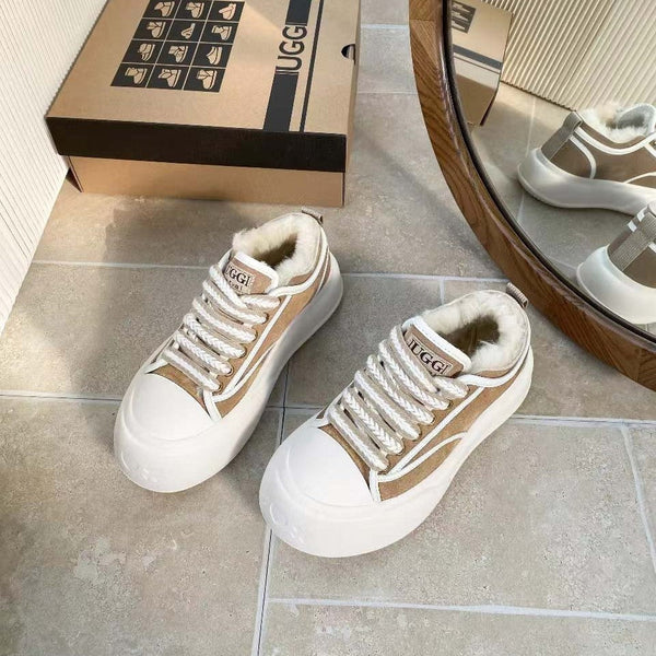 UGG Casual Sports Sneakers Sand White Suede Wool Rubber 512826