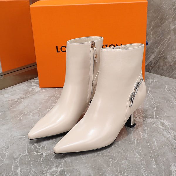 LV Sparkle Ankle Boot 65mm Beige Lambskin