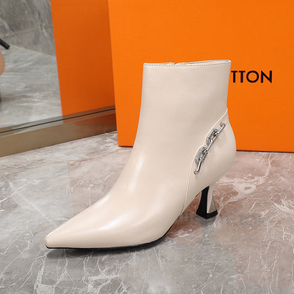 LV Sparkle Ankle Boot 65mm Beige Lambskin