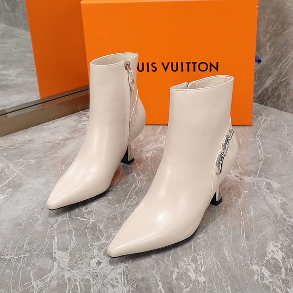 LV Sparkle Ankle Boot 65mm Beige Lambskin