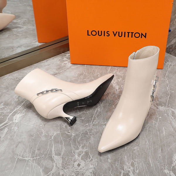 LV Sparkle Ankle Boot 65mm Beige Lambskin