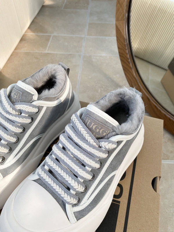 UGG Casual Sports Sneakers Grey White Suede Wool Rubber 512823
