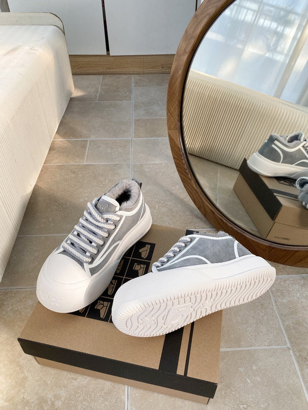 UGG Casual Sports Sneakers Grey White Suede Wool Rubber 512823