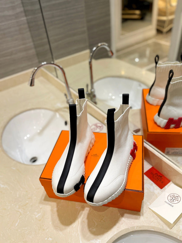 HM Fun Sneaker In Black Mix White Mesh Fabric And Lambskin 983018