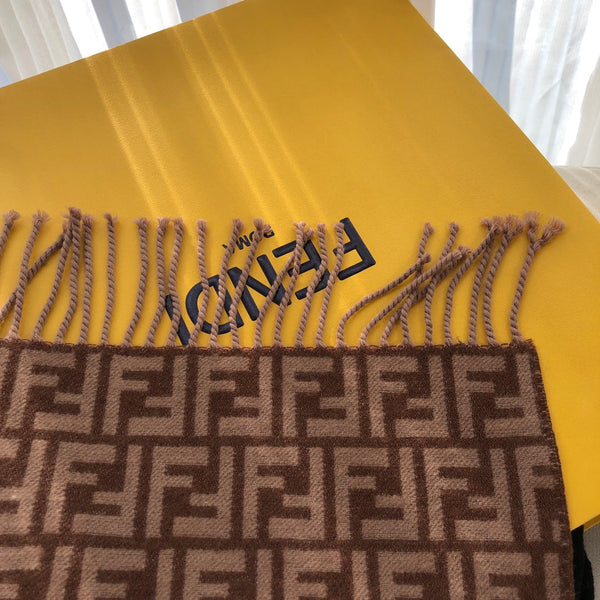 FF 180 CM SCRAF IN CHOCOLATE BROWN CASHMERE AND WOOL