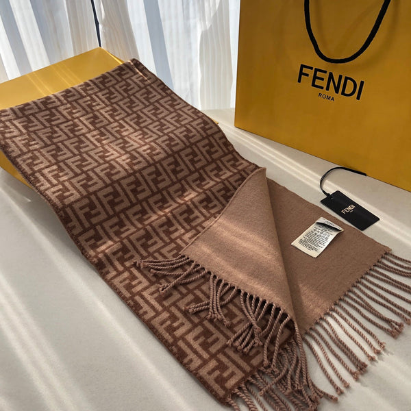 FF 180 CM SCRAF IN CHOCOLATE BROWN CASHMERE AND WOOL