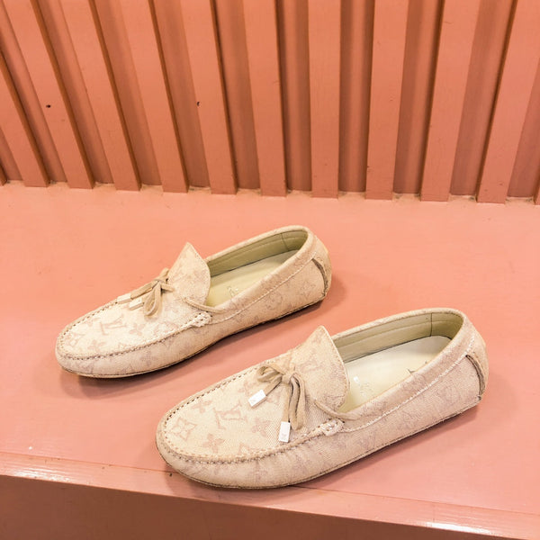 LV LOAFER IN CAMEL BROWN MONOGRAM DENIM WITH BOW