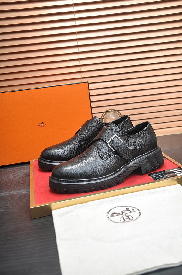 HM MONK STRAP BLACK GRAINED CALFSKIN