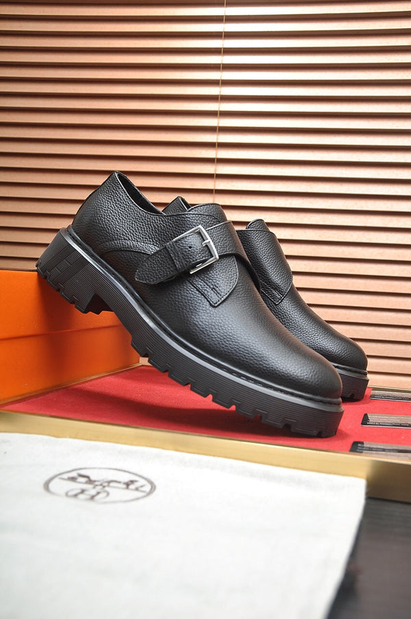 HM MONK STRAP BLACK GRAINED CALFSKIN