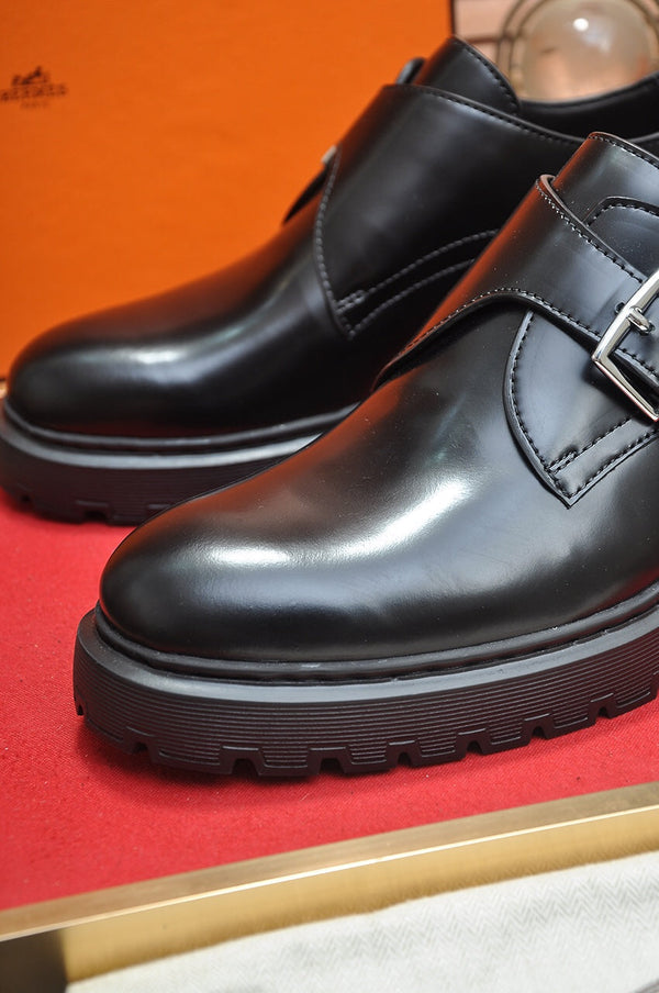 HM MONK STRAP GLOSSY BLACK CALFSKIN