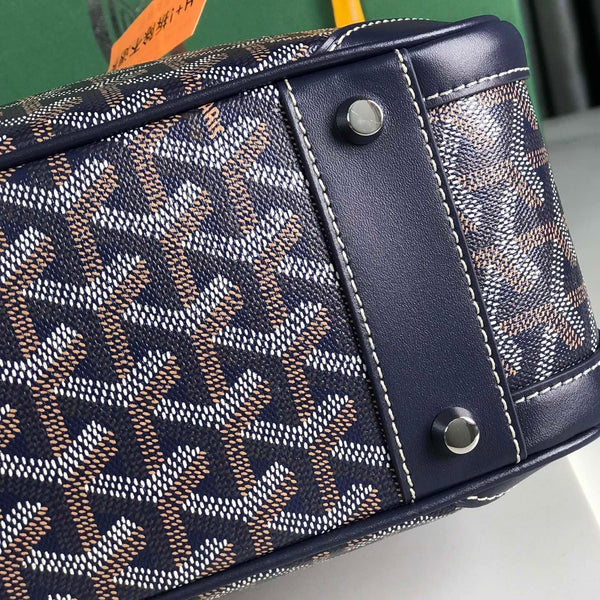 BORSA SAINT JEANNE 35 IN TELA GOYARDINE BLU OXFORD E PELLE DI VITELLO