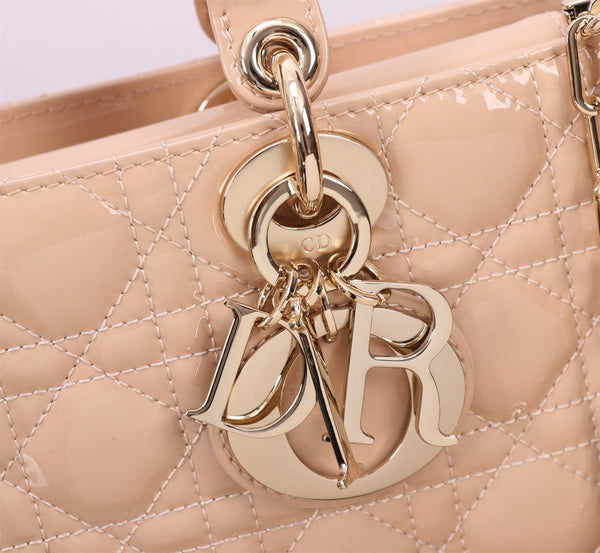 MEDIUM LADY D-JOY 26 BEIGE LAMBSKIN