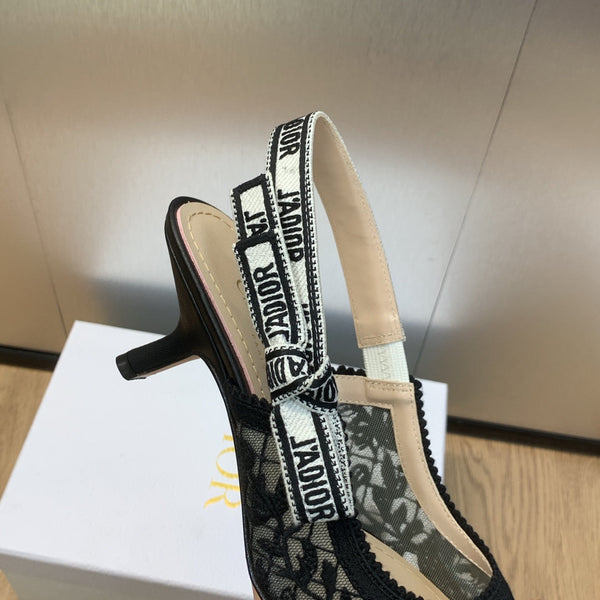 JAdior slingback pumps 65 transparent mesh embroidered black butterfly motif