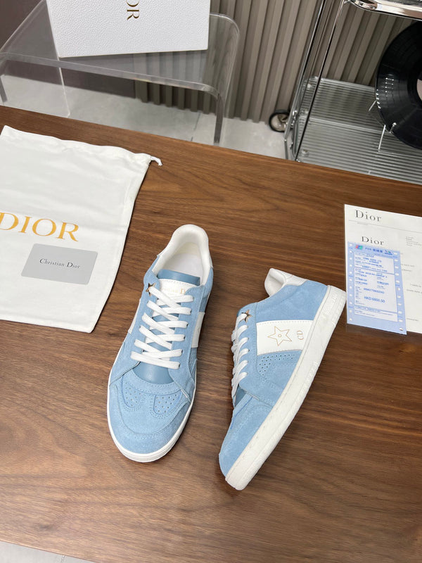 CD Star Sneaker Light Blue Suede And Calfskin