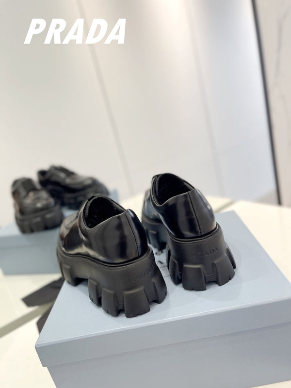 PRA BRUSHED LEATHER MONOLITH LACE-UP LOAFERS BLACK