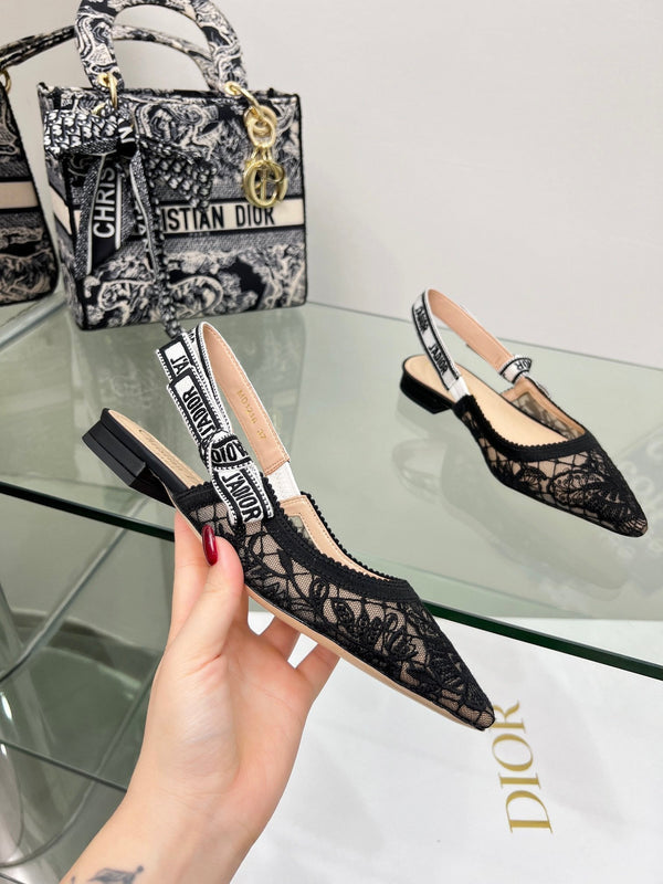 CD 25 Slingback Pump Black Transparent Mesh