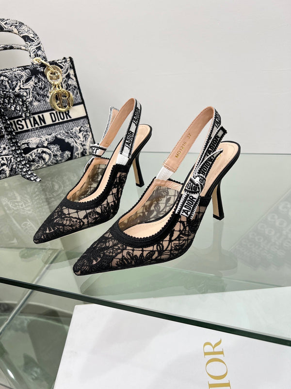 CD 25 Slingback Pump Black Transparent Mesh