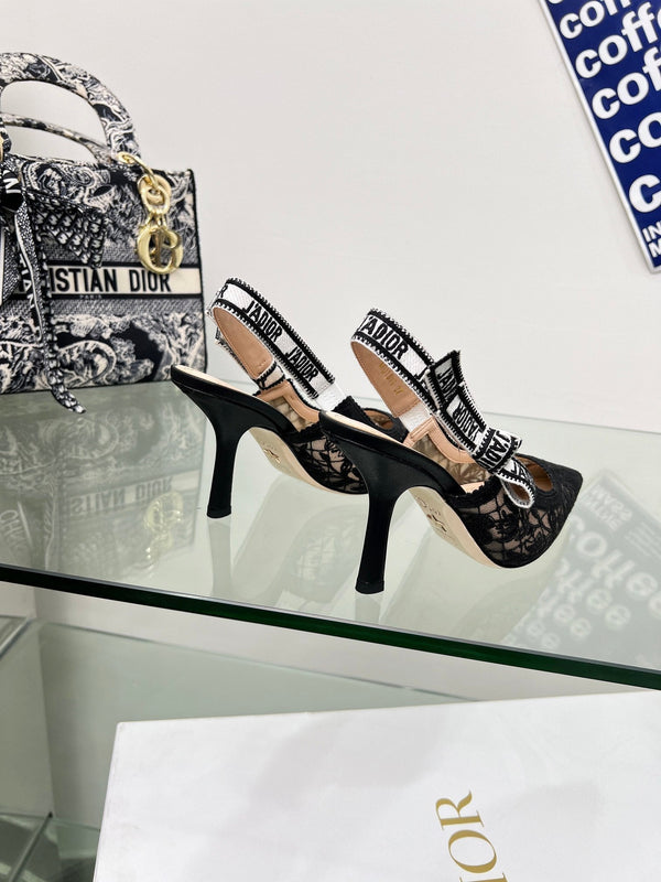 CD 25 Slingback Pump Black Transparent Mesh