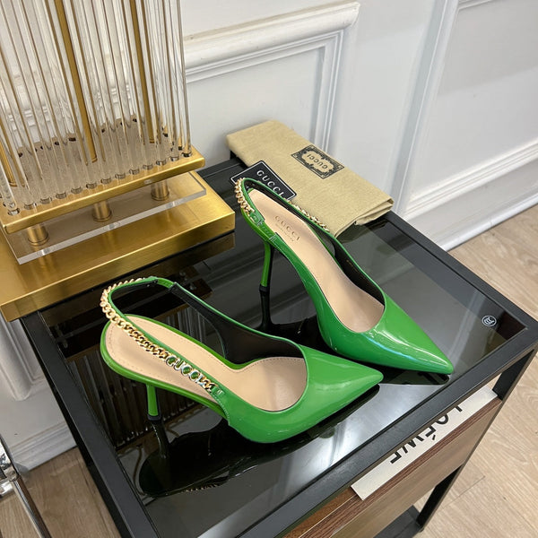 GG SIGNORIA SLINGBACK PUMP EMERALD LAMBSKIN