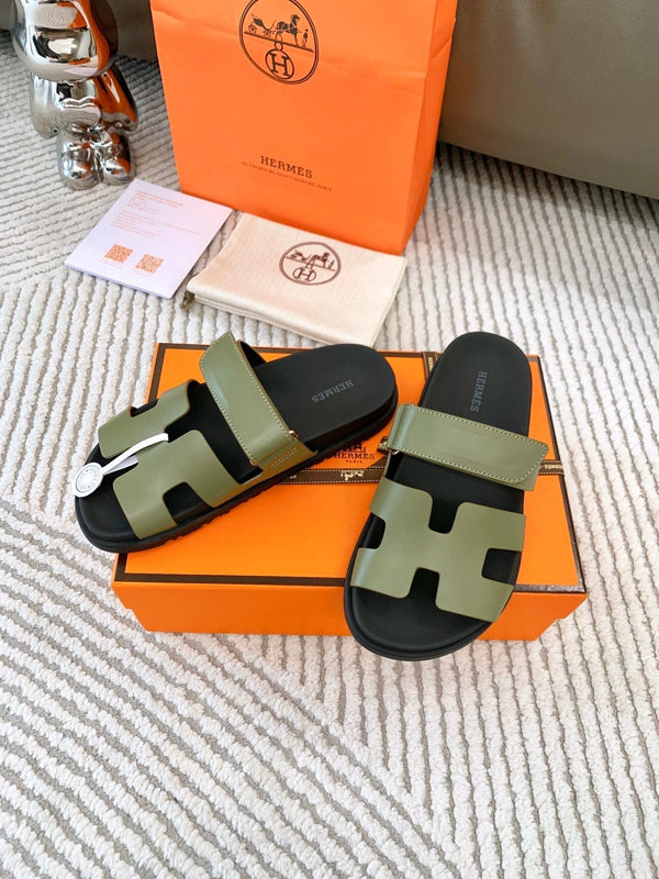 HM Chypre Sandal Khaki Green Mix Black Leather 963528