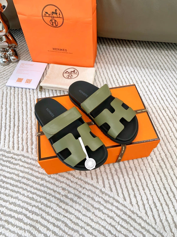 HM Chypre Sandal Khaki Green Mix Black Leather 963528