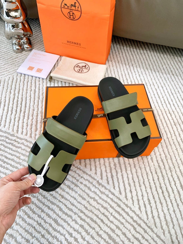 HM Chypre Sandal Khaki Green Mix Black Leather 963528