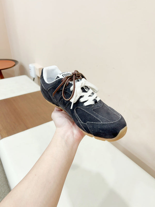 Miu Miu Pre-Owned x New Balance Sneakers Dark Gray Yellow Cowhide Suede