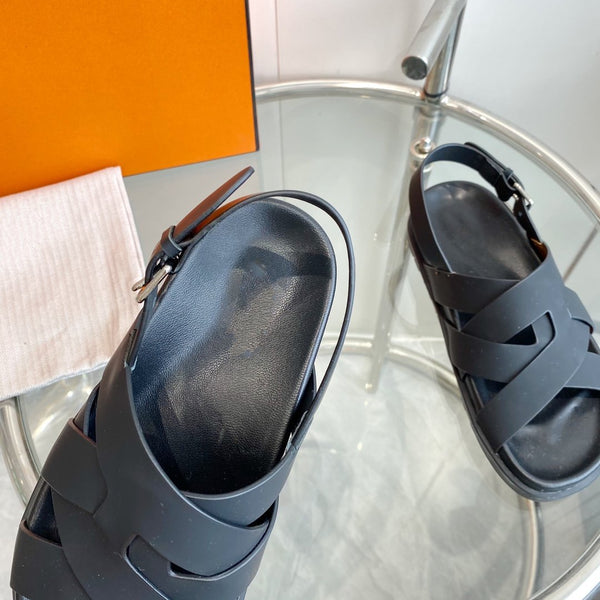 Genius Sandal Slingback Black Calfskin Leather