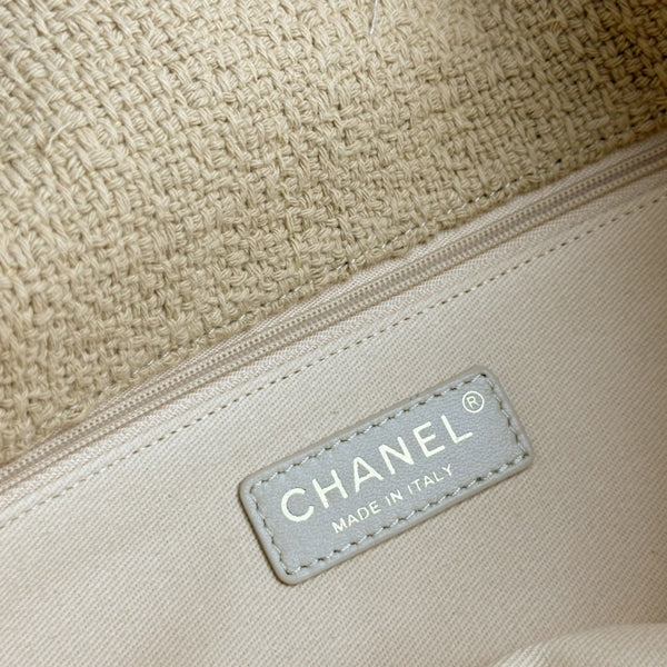 Classic Flap Bag 27cm Beige Woven Linen