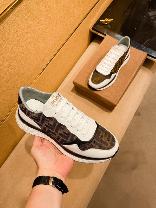 CD SALVATORE FERRAGAMO SNEAKER WHITE AND BROWN JACQUARD