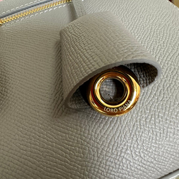 BORSA EXTRA L27 IN PELLE DI VITELLO LISCIA GRIGIO FRESCO CON FERRAMENTA ORO