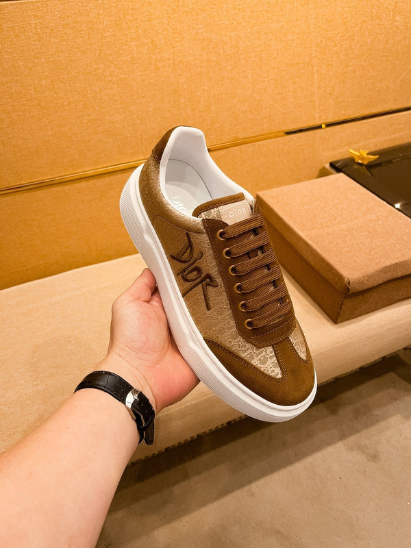 CD HOMME THICK-SOLE SNEAKERS BROWN JACQUARD