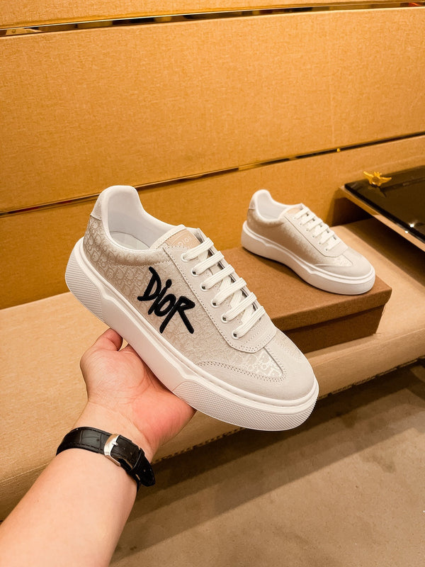 CD HOMME THICK-SOLE SNEAKERS BEIGE JACQUARD