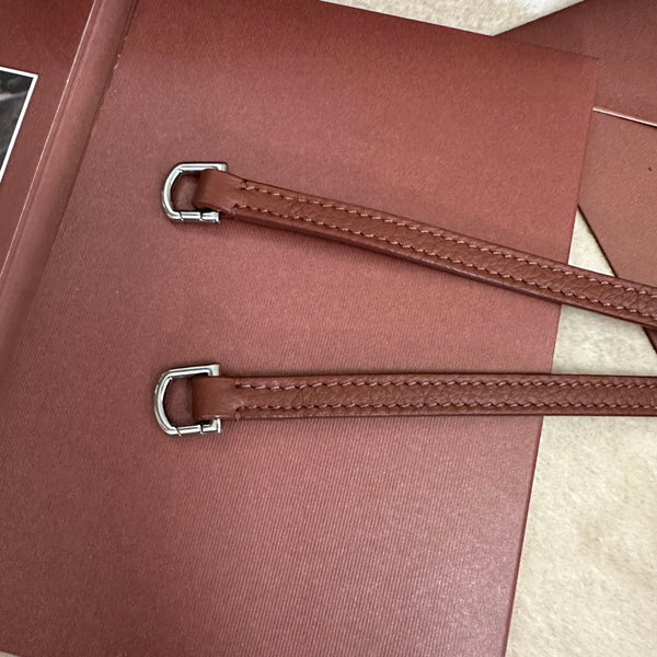 EXTRA POCKET BACKPACK L23.5 IN BRONZE BROWN CALFSKIN WITH SILVER HARDWARE