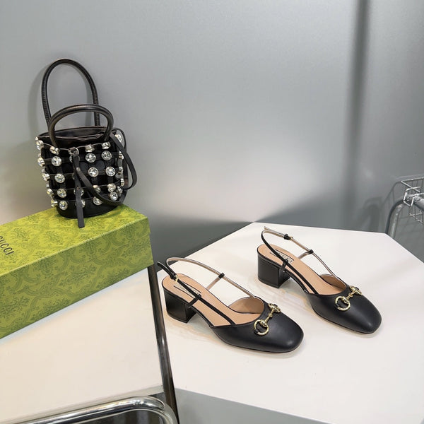 horsebit slingbacks pump 55mm black calfskin