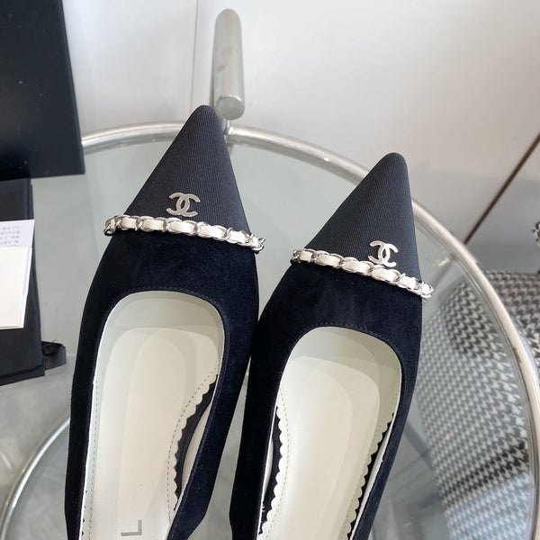 cc slingback pumps 45 black seude black grosgrain point toe 582851