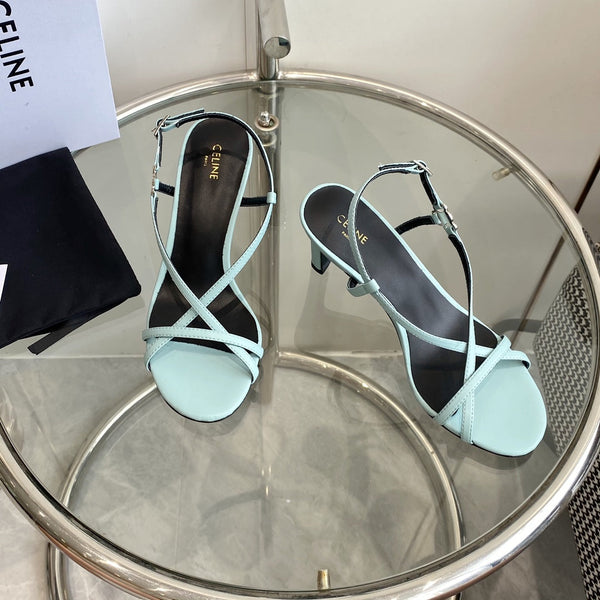HIGH HEEL SANDAL 65MM IN SKY BLUE CALFSKIN
