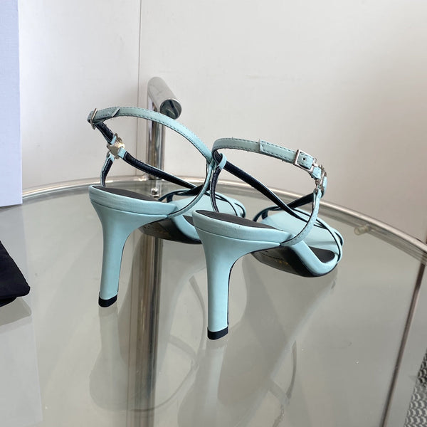 HIGH HEEL SANDAL 65MM IN SKY BLUE CALFSKIN