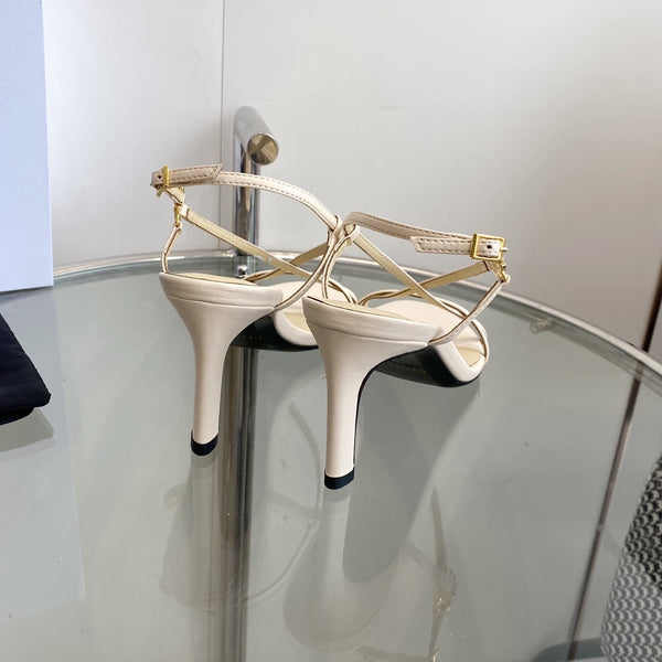 HIGH HEEL SANDAL 65MM IN BEIGE CREAM CALFSKIN